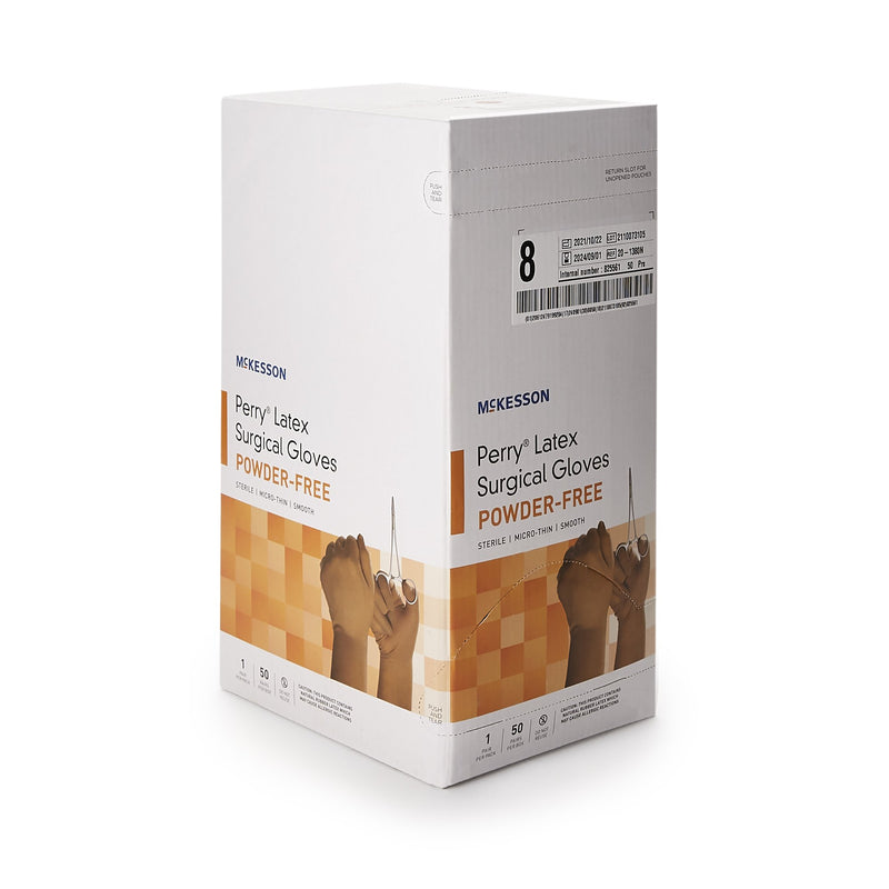 McKesson Perry® Surgical Glove Size 8 Sterile Latex Standard Cuff Length Smooth Brown Not Chemo Approved (1044732_BX) 50/BX