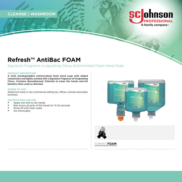 Refresh™ AntiBac Foam Antibacterial Soap Foaming 1,000 mL Dispenser Refill Bottle Citrus Scent (881221_EA) 1/EA
