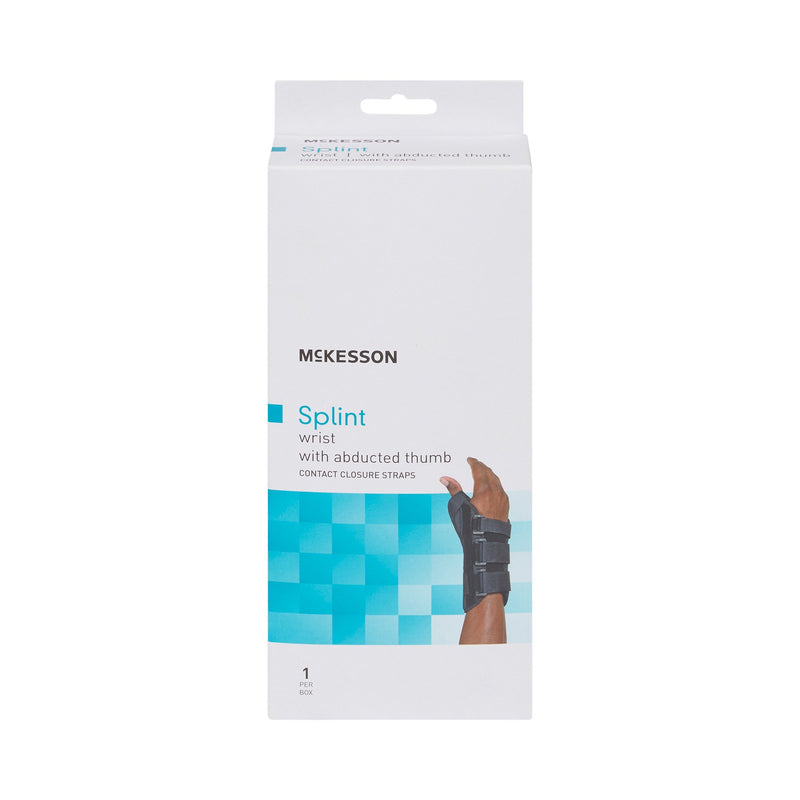 McKesson Wrist Brace with Abducted Thumb Aluminum / Foam / Spandex / Plastic Right Hand Black Medium (1159140_EA) 1/EA