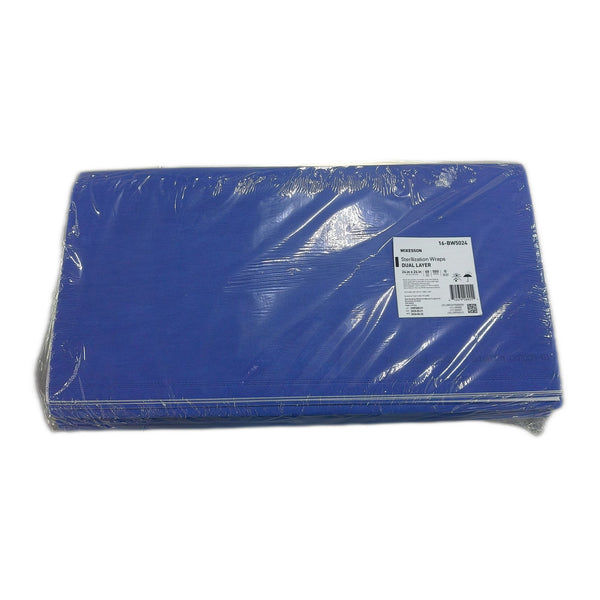 McKesson Sterilization Wrap White / Blue 24 X 24 Inch Dual Layer SMS Polypropylene (1243664_CS) 120/CS