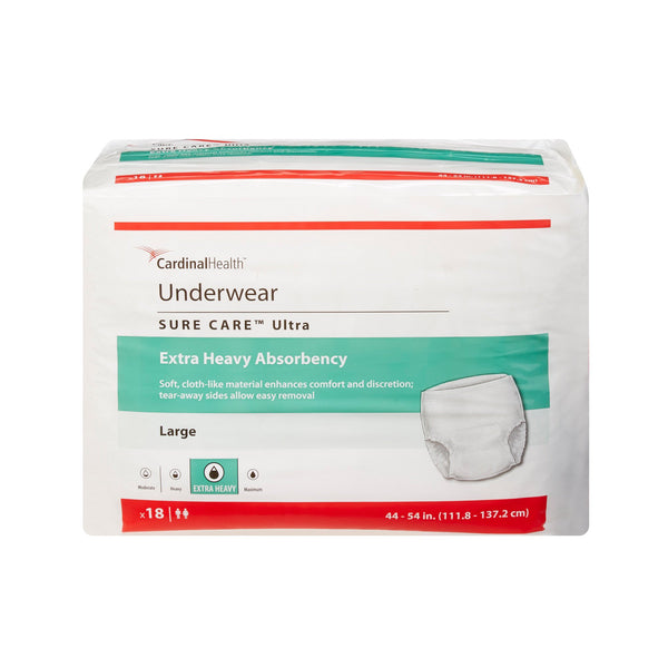 Sure Care™ Ultra Unisex Adult Absorbent Underwear Pull On with Tear Away Seams Large Disposable Heavy Absorbency (960587_BG) 18/BG