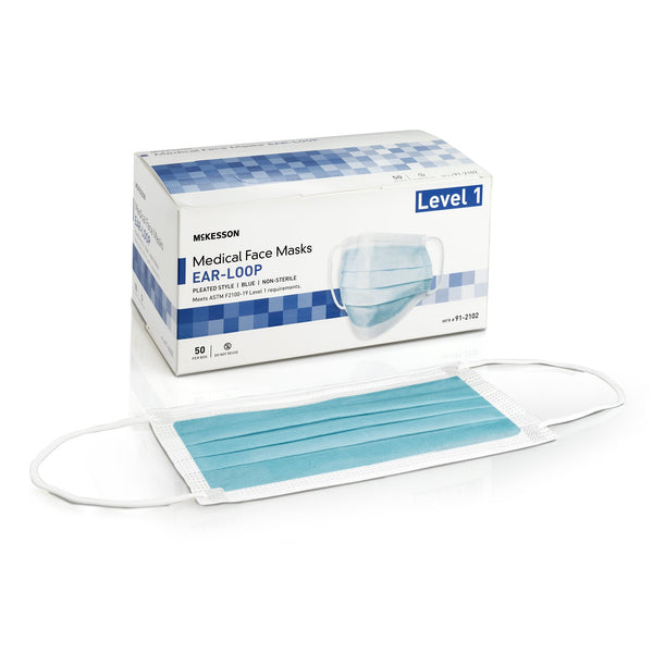 McKesson Procedure Mask ASTM Level 1 Earloops One Size Fits Most (1196784_CS) 500/CS