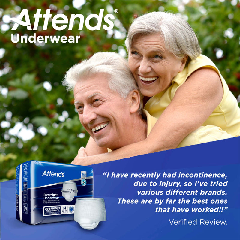 Attends® Overnight Unisex Adult Absorbent Underwear Pull On with Tear Away Seams Medium Disposable Heavy Absorbency (830766_CS) 64/CS