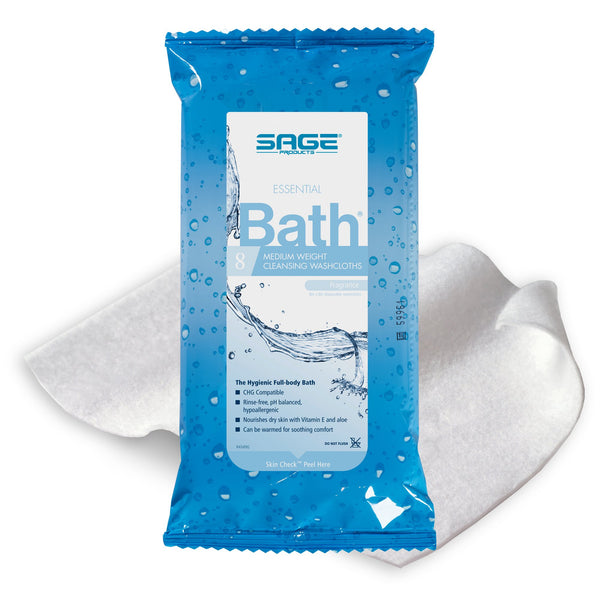 Essential Bath® Medium Weight Rinse-Free Bath Wipe Soft Pack Scented 8 Count (746638_PK) 1/PK
