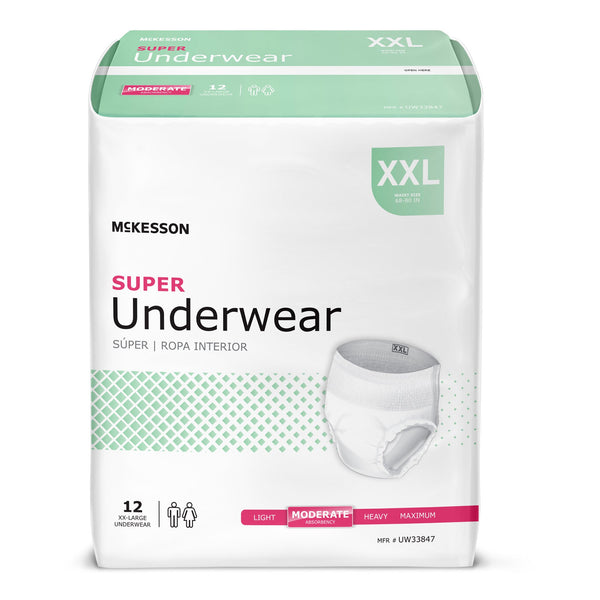 McKesson Unisex Adult Absorbent Underwear Pull On with Tear Away Seams 2X-Large Disposable Moderate Absorbency (1222511_CS) 48/CS