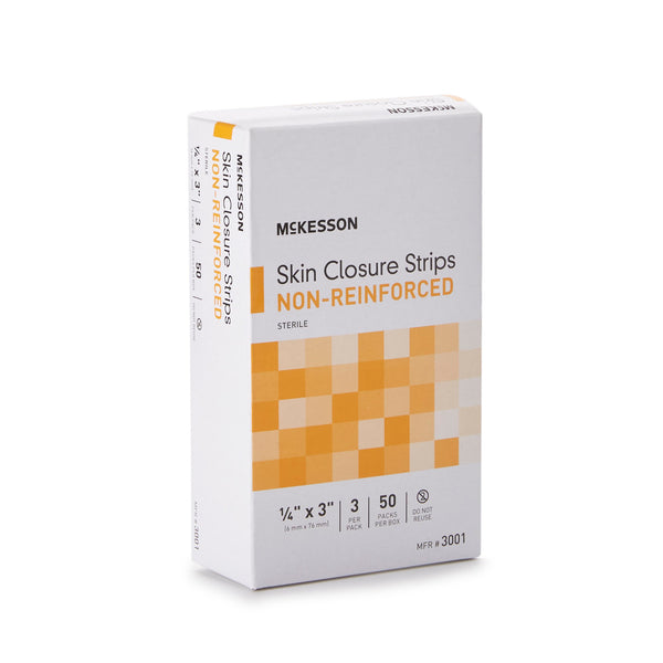 McKesson Skin Closure Strip 1/4 X 3 Inch Nonwoven Material Flexible Strip Tan (876300_CS) 200/CS