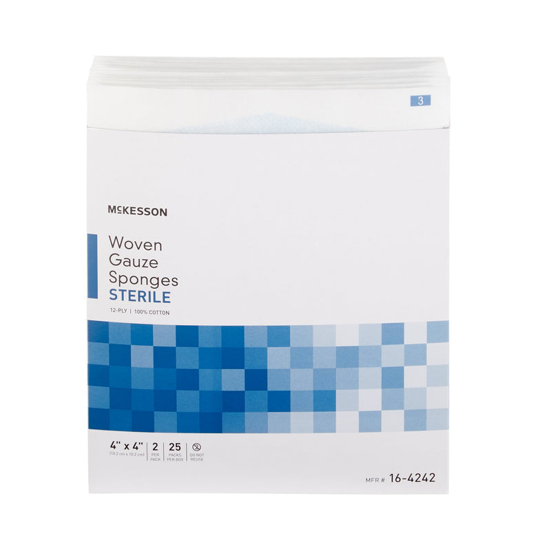 McKesson Gauze Sponge 4 X 4 Inch 12-Ply Sterile 2 per Pack (762703_CS) 600/CS
