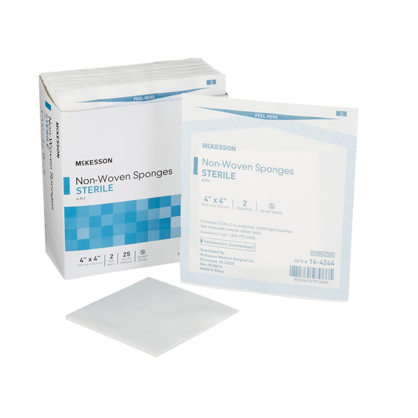 McKesson Nonwoven Sponge 4 X 4 Inch 4-Ply Sterile 2 per Pack (446033_CS) 600/CS