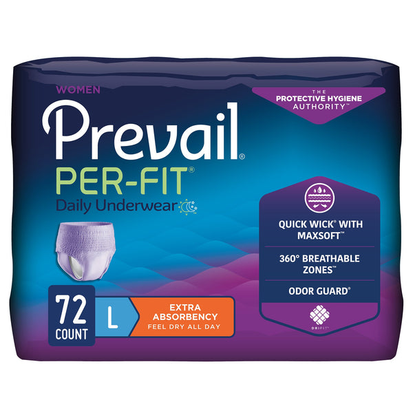 Prevail® Per-Fit® Female Adult Absorbent Underwear Pull On with Tear Away Seams Large Disposable Moderate Absorbency (1083189_BG) 18/BG