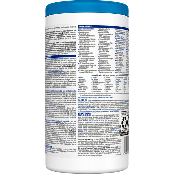 Clorox Healthcare® Surface Disinfectant Cleaner Premoistened Bleach Germicidal Manual Pull Wipe 150 Count Canister Floral Scent NonSterile (726380_PK) 1/PK