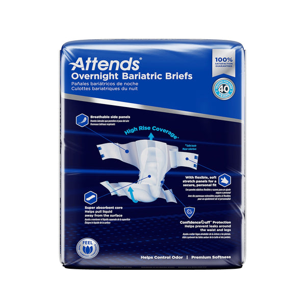 Attends® Overnight Bariatric Unisex Adult Incontinence Brief 5X-Large Disposable Heavy Absorbency (1254292_BG) 8/BG