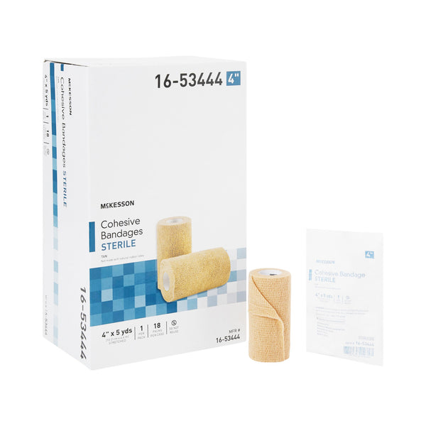McKesson Cohesive Bandage 4 Inch X 5 Yard Self-Adherent Closure Tan Sterile Standard Compression (520553_EA) 1/EA