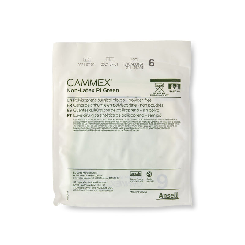 GAMMEX® Non-Latex PI Green Surgical Glove Size 6 Sterile Polyisoprene Standard Cuff Length Micro-Textured Light Green Chemo Tested (648141_BX) 50/BX