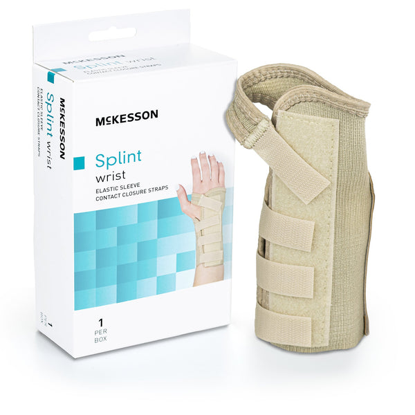 McKesson Wrist Brace Low Profile / Contoured / Wraparound Aluminum / Cotton / Elastic Right Hand Beige Large (1159157_EA) 1/EA
