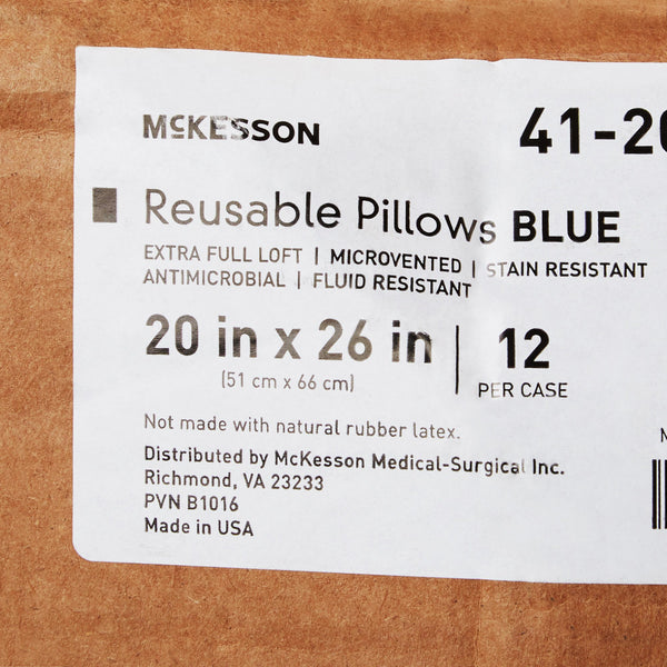 McKesson Bed Pillow 20 X 26 Inch Blue Reusable (939591_EA) 1/EA