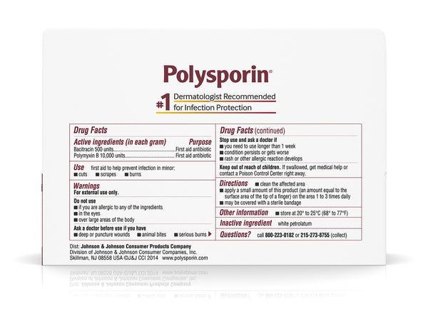 Polysporin® First Aid Antibiotic Bacitracin / Polymyxin B Ointment 1 oz. Tube (495868_EA) 1/EA