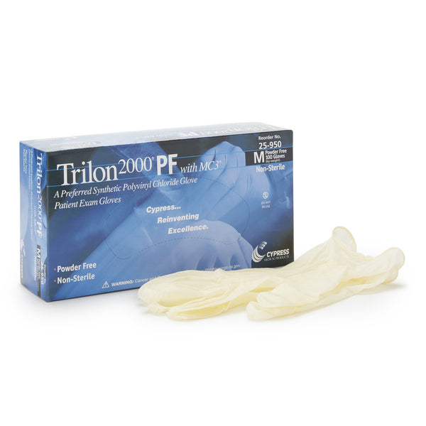 Trilon 2000® PF with MC3® Exam Glove Medium NonSterile Stretch Vinyl Standard Cuff Length Smooth Ivory Not Rated WITH PROP. 65 WARNING (457271_CS) 1000/CS
