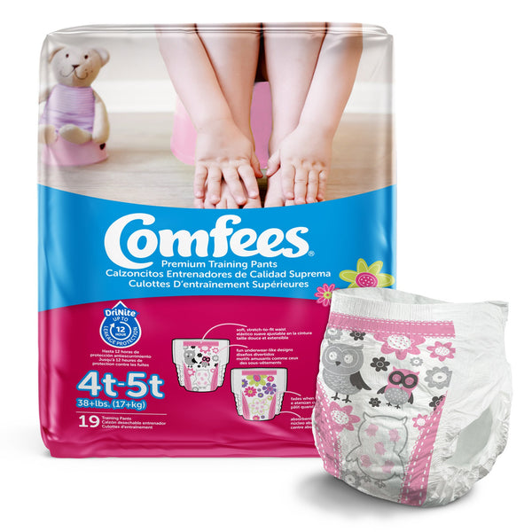 Comfees® Female Toddler Training Pants Pull On with Tear Away Seams Size 4T to 5T Disposable Moderate Absorbency (993240_BG) 19/BG