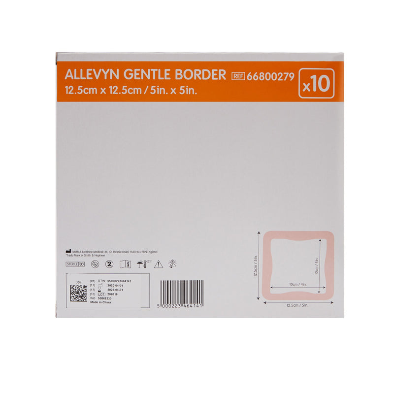 Allevyn Gentle Border Foam Dressing 5 X 5 Inch With Border Film Backing Silicone Gel Adhesive Square Sterile (665773_BX) 10/BX