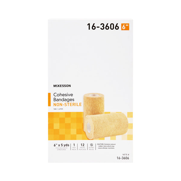 McKesson Cohesive Bandage 6 Inch X 5 Yard Self-adherent Closure Tan NonSterile Standard Compression (464155_CS) 12/CS