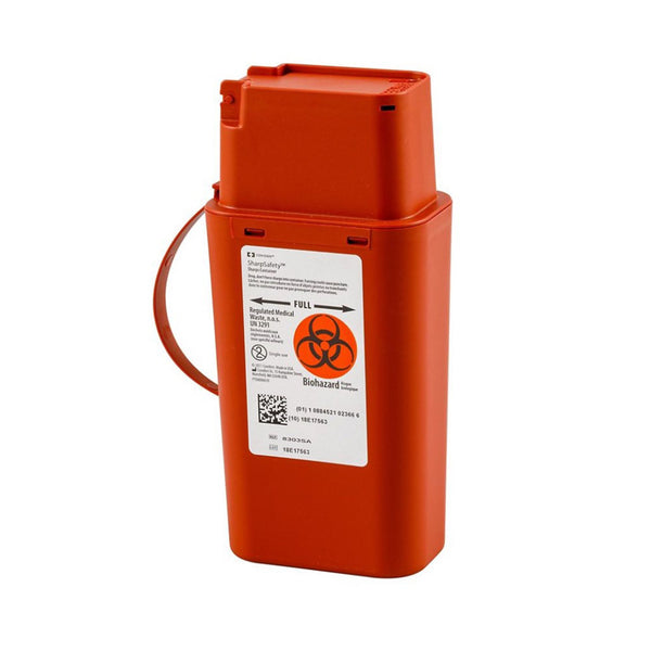 SharpSafety™ Pocket Shuttle Sharps Container Red Base 8-3/4 H X 2-1/2 D X 4-1/2 W Inch Vertical Entry 0.25 Gallon (358432_CS) 20/CS