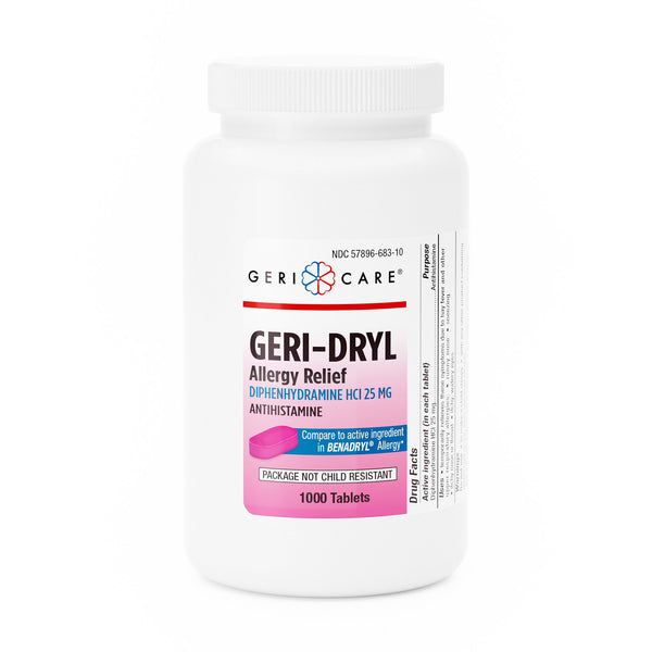 Geri-Care® Allergy Relief 25 mg Strength Tablet 1,000 per Bottle (558679_BT) 1/BT