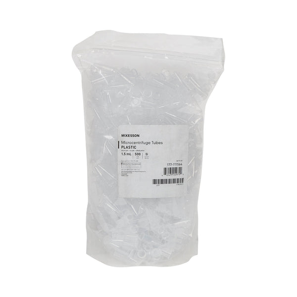 McKesson Microcentrifuge Tube Plain 1.5 mL Snap Cap Polypropylene Tube (1169386_BG) 500/BG