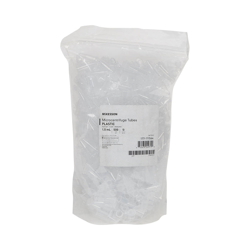 McKesson Microcentrifuge Tube Plain 1.5 mL Snap Cap Polypropylene Tube (1169386_BG) 500/BG