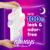 Always® Radiant with FlexFoam Feminine Pad Overnight / With Wings Heavy Absorbency (1231746_BX) 10/BX
