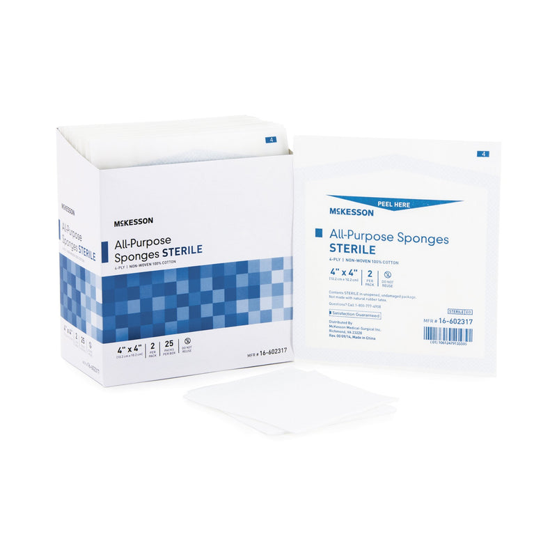 McKesson Nonwoven Sponge 4 X 4 Inch 4-Ply Sterile 2 per Pack (481054_PK) 1/PK