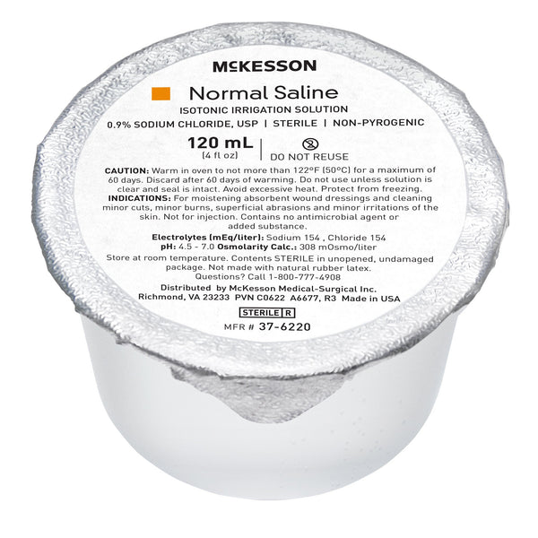 McKesson Irrigation Solution - OTC 0.9% Sodium Chloride Not for Injection Foil-Lidded Cup 120 mL (560286_EA) 1/EA