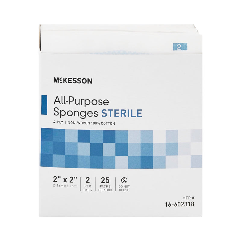 McKesson Nonwoven Sponge 2 X 2 Inch 4-Ply Sterile 2 per Pack (481052_CS) 1500/CS