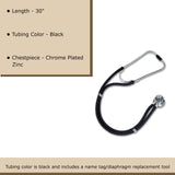 W.A. Baum Sprague Stethoscope Black 2-Tube 30 Inch Tube Double Sided Chestpiece (709505_EA) 1/EA