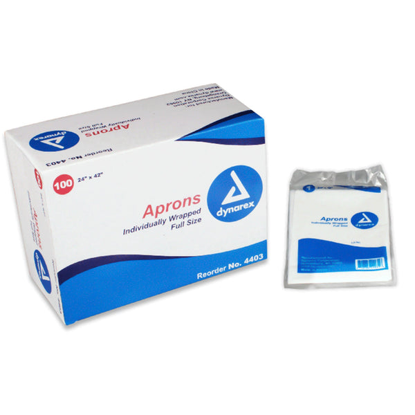 Dynarex General Purpose Apron White Disposable (687760_CS) 10/CS