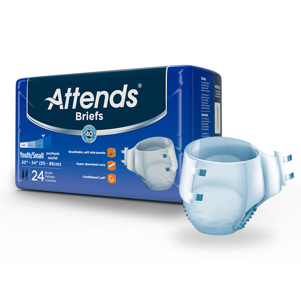 Attends® Unisex Youth Incontinence Brief Small Disposable Heavy Absorbency (959837_BG) 24/BG
