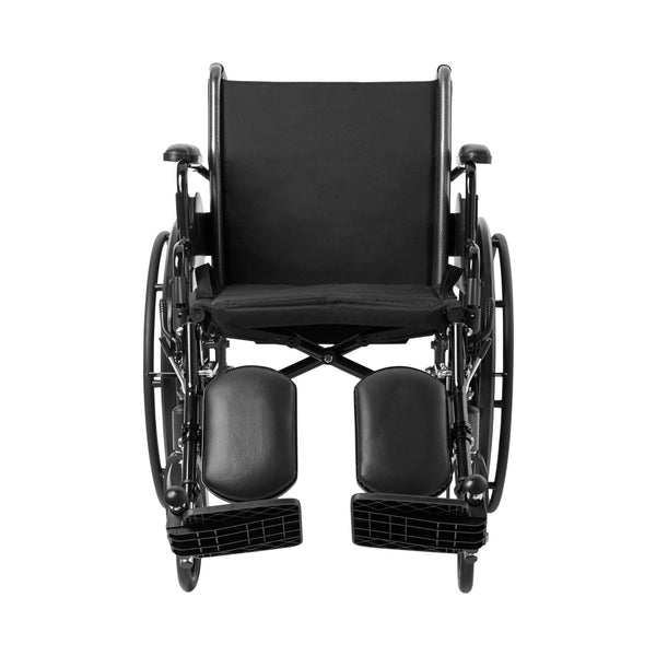 McKesson Lightweight Wheelchair Dual Axle Desk Length Arm Swing-Away Elevating Legrest Black Upholstery 18 Inch Seat Width Adult 300 lbs. Weight Capacity (1065285_EA) 1/EA