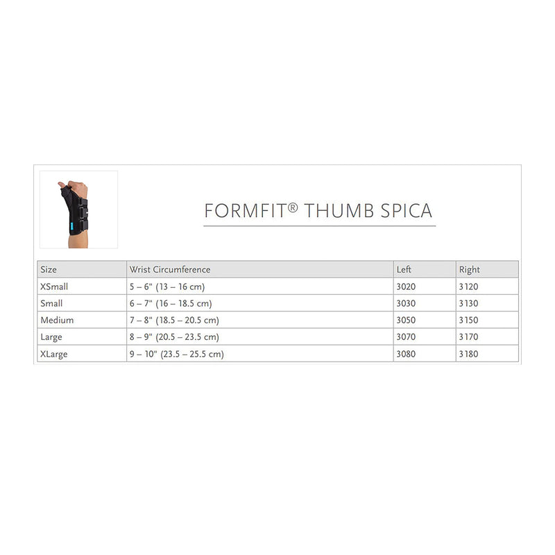 Ossur® Formfit® Thumb Spica X-Small D-Ring / Hook and Loop Strap Closure Right Hand Black (367516_EA) 1/EA