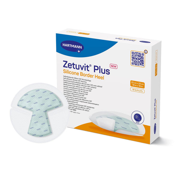 Zetuvit® Plus Silicone Border Super Absorbent Dressing Silicone Adhesive 10 X 10 Inch Heel (1235835_BX) 10/BX