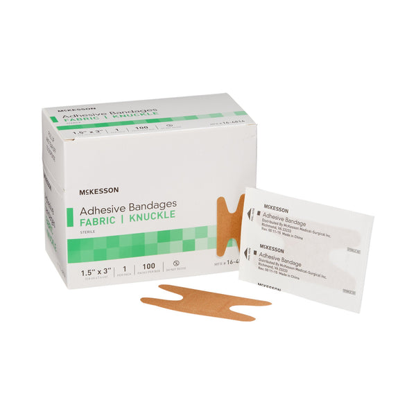 McKesson Adhesive Strip 1-1/2 X 3 Inch Fabric Knuckle Tan Sterile (466873_BX) 100/BX