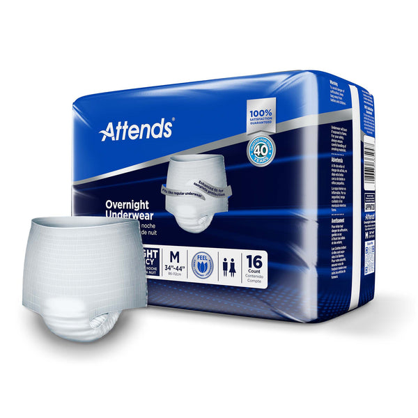 Attends® Overnight Unisex Adult Absorbent Underwear Pull On with Tear Away Seams Medium Disposable Heavy Absorbency (830766_BG) 16/BG