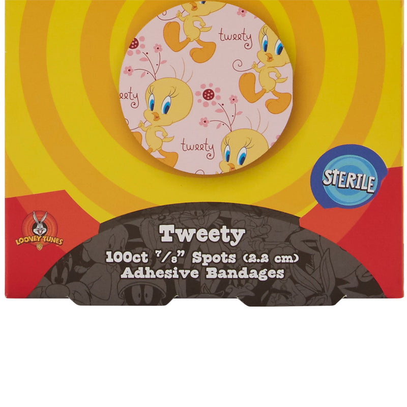 Looney Tunes™ Adhesive Spot Bandage 7/8 Inch Plastic Round Kid Design (Tweety) Sterile (516298_BX) 1/BX