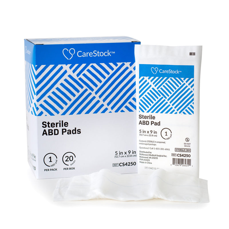 CareStock™ Abdominal Pad 5 X 9 Inch Sterile 1 per Pack (1242213_BX) 20/BX