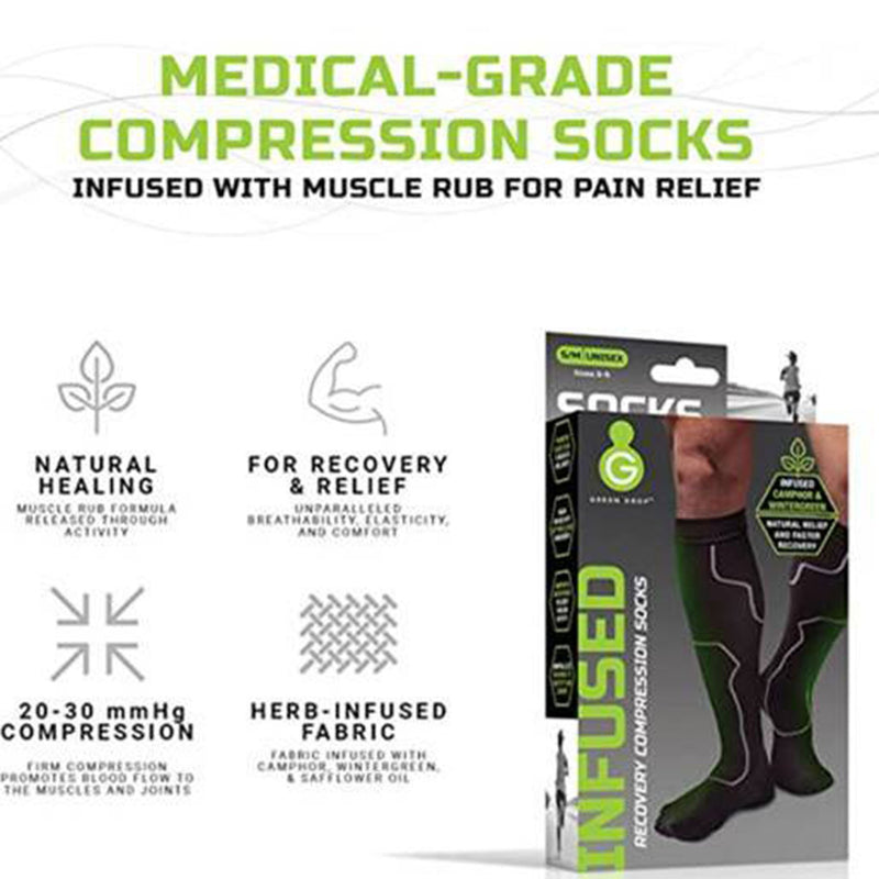 Green Drop™ Compression Socks Knee High Small / Medium Black Closed Toe (1230640_PR) 1/PR