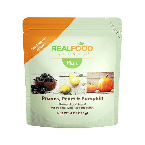 Real Food Blends® Mini Tube Feeding Formula Prunes / Pears / Pumpkin Flavor Liquid 4 oz. Pouch (1212925_CS) 12/CS