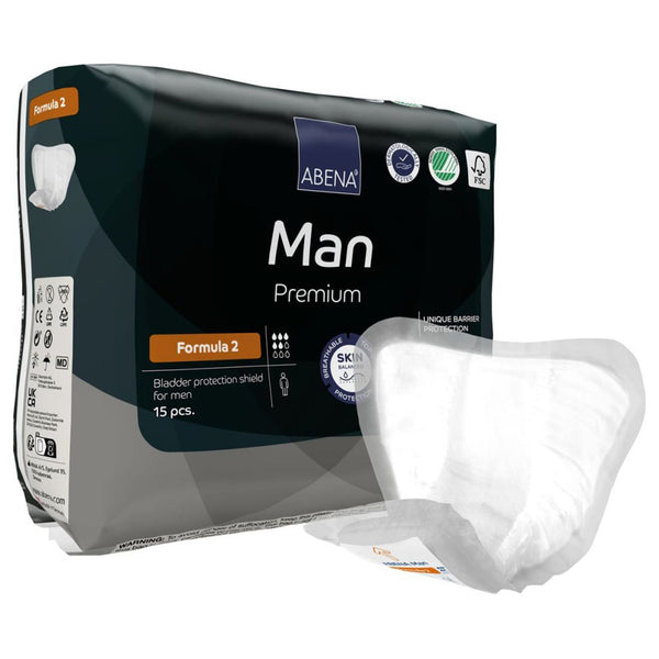 Abena® Premium Man Bladder Control Pad 9 X 11.4 Inch Moderate Absorbency Fluff / Polymer Core Size 2 (1218254_CS) 180/CS