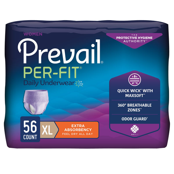 Prevail® Per-Fit® Female Adult Absorbent Underwear Pull On with Tear Away Seams X-Large Disposable Moderate Absorbency (881924_CS) 56/CS