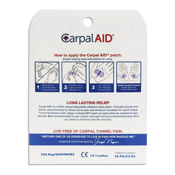 Carpal AID® Patch Hand-Based Carpal Tunnel Support Plastic Left or Right Hand Clear One Size Fits Most (1254008_PK) 30/PK