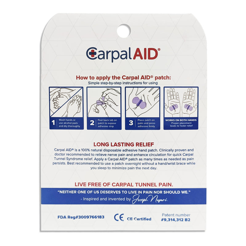 Carpal AID® Patch Hand-Based Carpal Tunnel Support Plastic Left or Right Hand Clear One Size Fits Most (1254008_PK) 30/PK