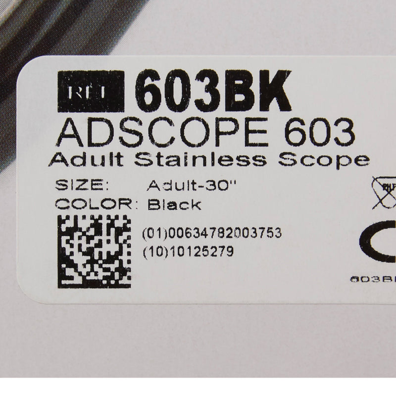 Adscope® 603 Clinician Stethoscope Black 1-Tube 22 Inch Tube Double Sided Chestpiece (363826_EA) 1/EA