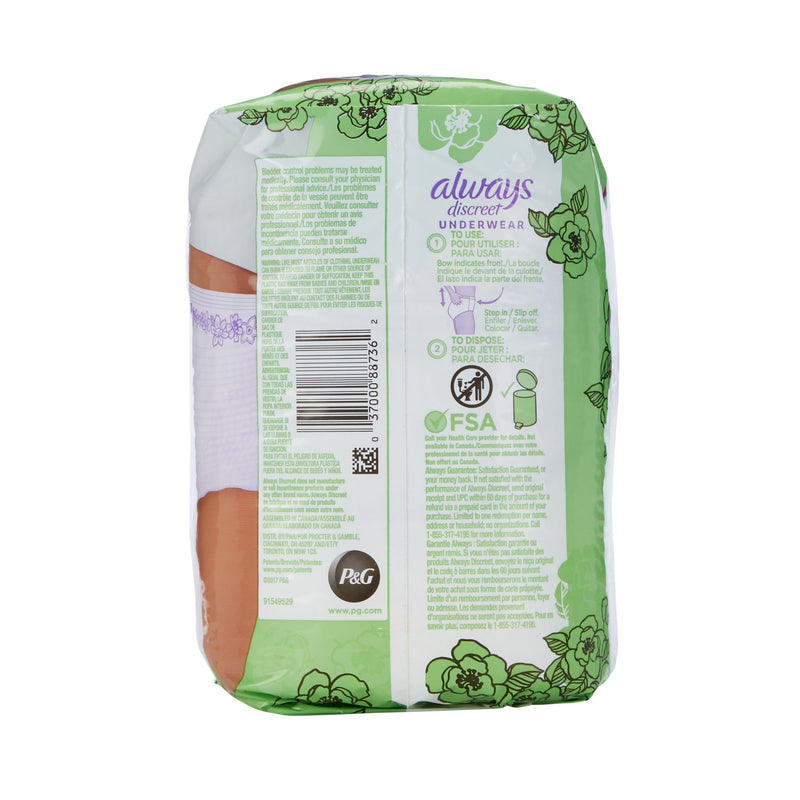 Always® Discreet Female Adult Absorbent Underwear Pull On with Tear Away Seams Small / Medium Disposable Heavy Absorbency (928394_PK) 19/PK